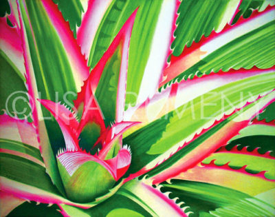 Red Pineapple At Bamboo Trot36'X48" Oil On Canvas By Lisa Remeny